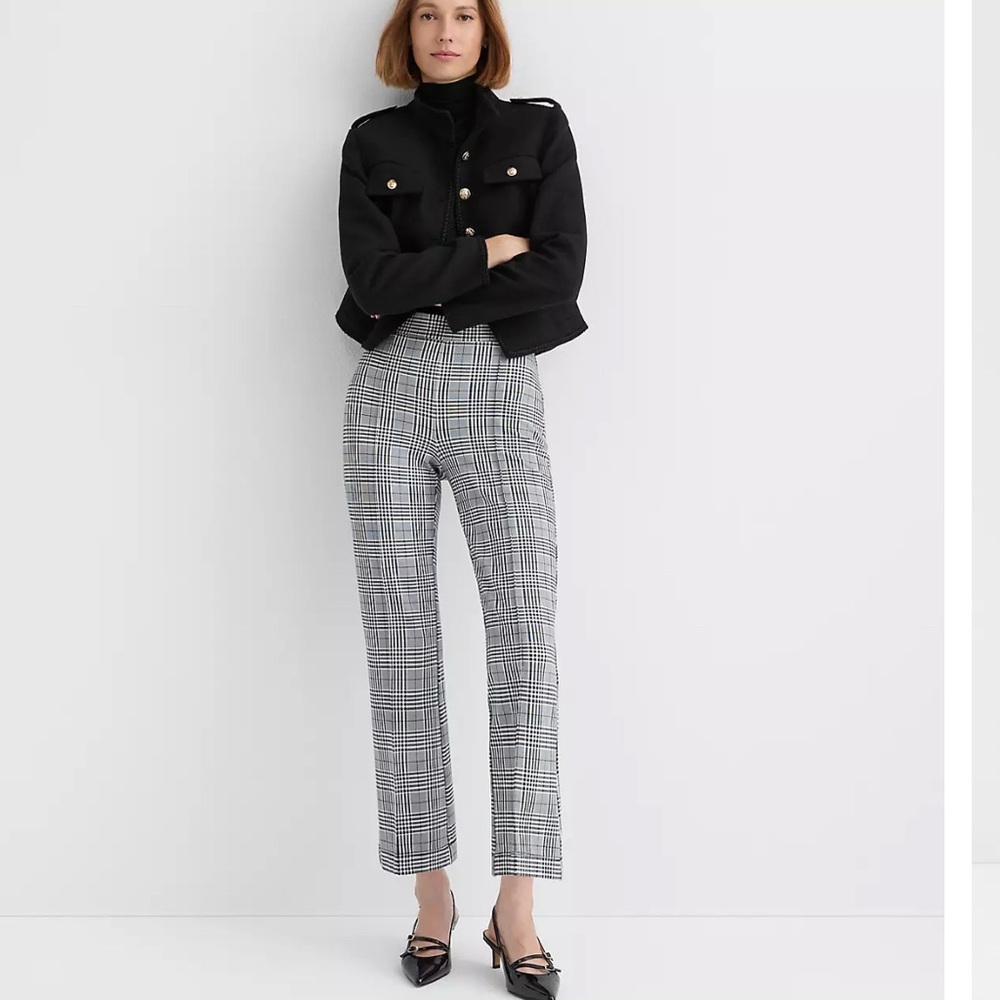 LOFT Black and White Plaid Pants